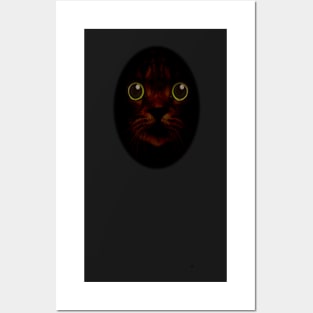 Green Eyed Cat in Shadow Posters and Art